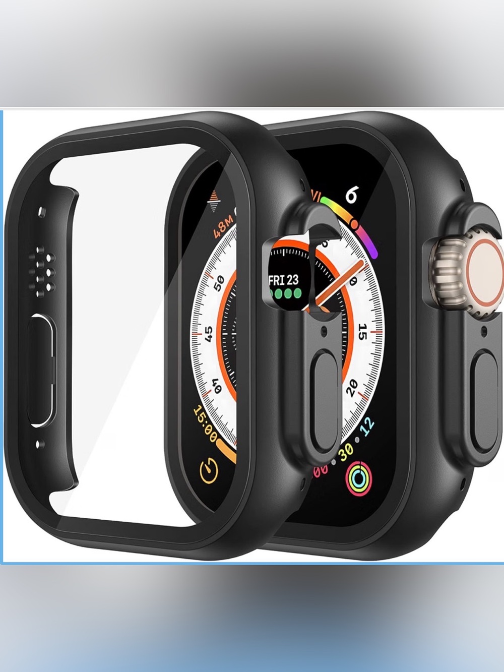 Misxi 2-Pack Apple Watch Ultra 49mm Cases with Tempered Glass Screen Protectors